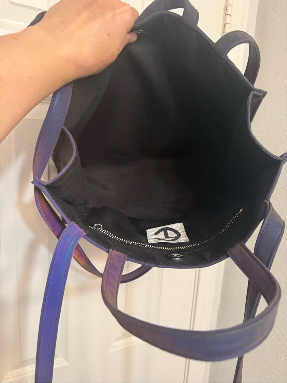 Telfar Iridescent Navy Purple Shopping Medium Tote